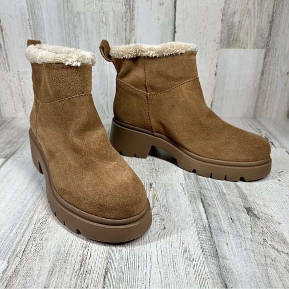 New STEVEN MADDEN Hatcher Bootie Chestnut Suede Faux Fur#1291 - Picture 5 of 13